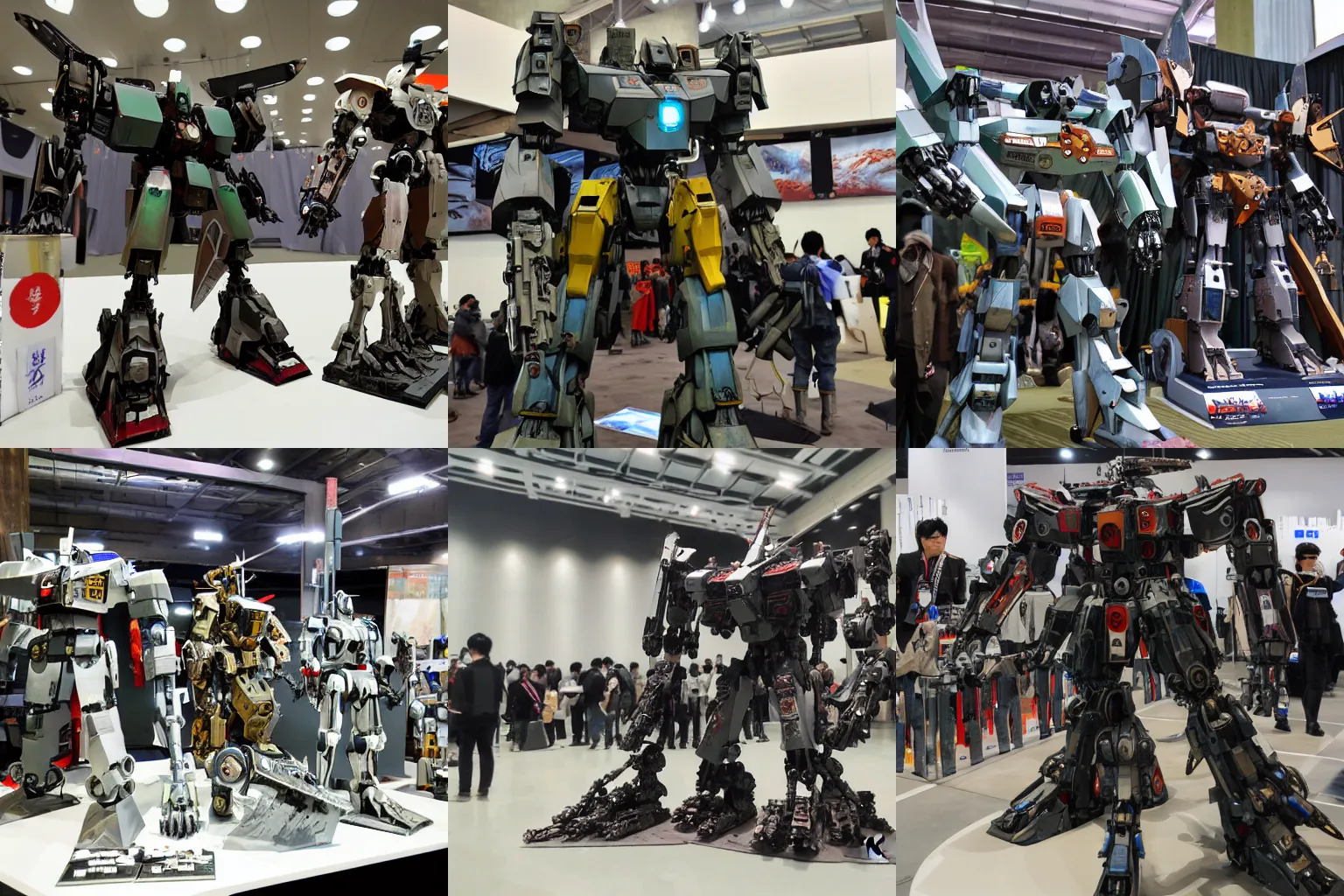 Prompt: A mecha display at a a weapon fair By Chu Qiao