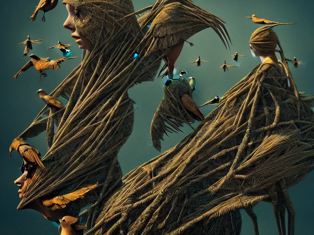 Image similar to highly detailed photo of human birds, trending on deviantart, neo surrealism, sharp focus, a lot of little details, octane, masterpiece, art by max ernst