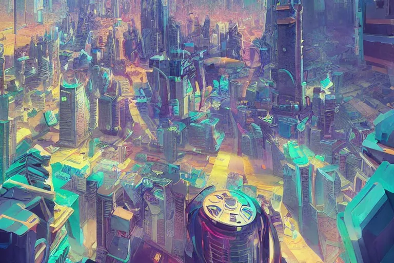 Prompt: futuristic city of manila, illustration painting, intricate, detailed illustration, hd, digital art, overdetailed art, concept art, complementing colors, detailed, illustration painting by leonardo da vinci, digital art, overdetailed art, concept art, complementing colors rendered by beeple, syd meade,