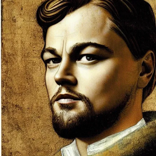 Image similar to Leonardo DiCaprio portrait by Leonardo Davinci