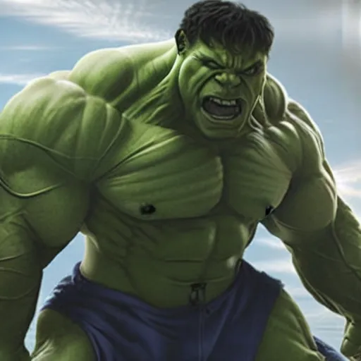 Prompt: film still of Danny Devito as Hulk in Avengers Endgame