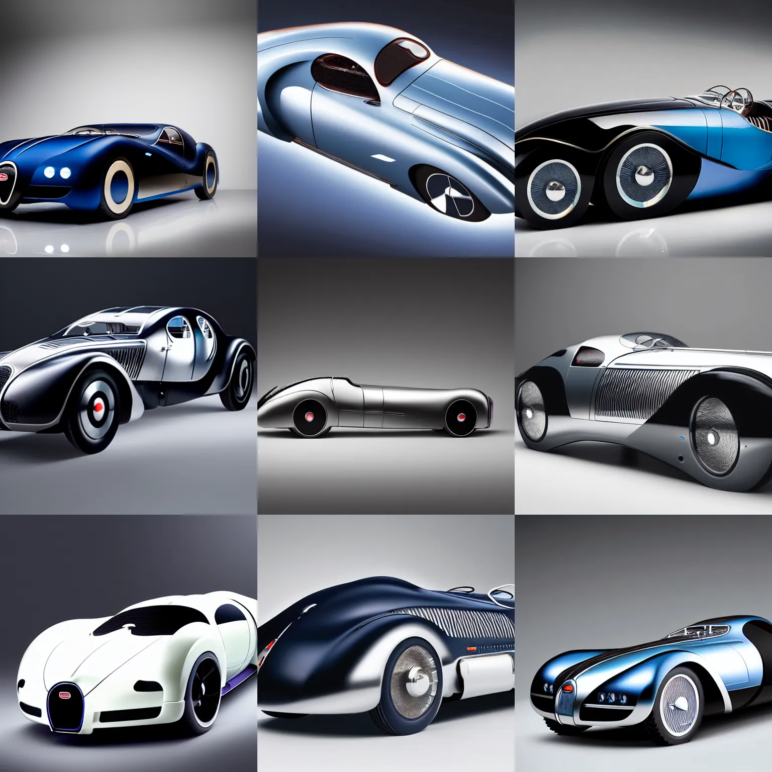 Image similar to a futuristic bugatti type 5 7 sc atlantic concept, studio lighting