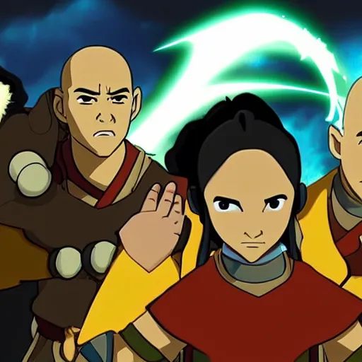 Image similar to epic scene from: avatar- the last Airbender