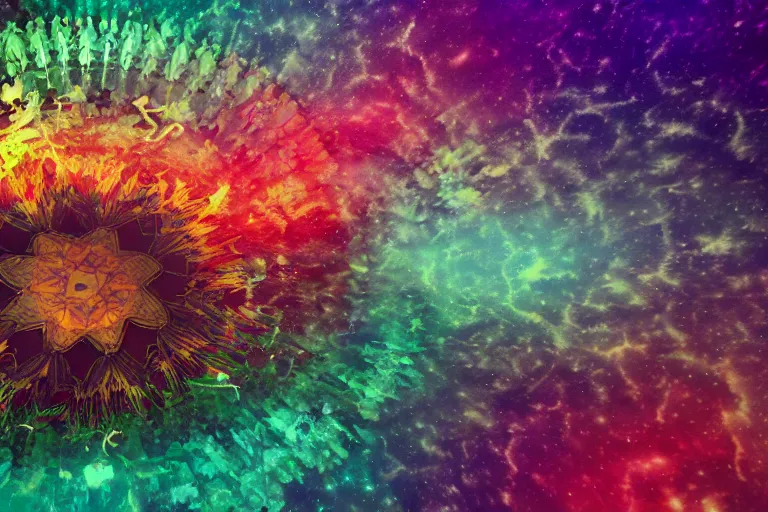 Image similar to landscape kaleidoscope textural dream journey space simulation micrograph, unreal engine, octane render, 4 k