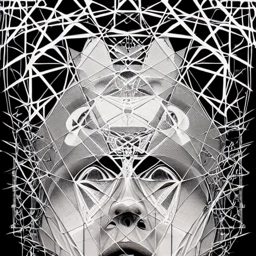 Image similar to airbrush and isograph polish poster conceptual figurative post - morden monumental portrait made by escher and giger, highly conceptual figurative art, intricate detailed illustration, illustration sharp geometrical detail, vector sharp graphic, controversial poster art, polish poster art