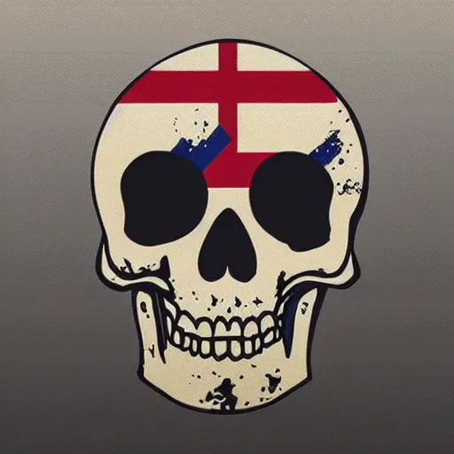 Prompt: Flag of uruguay with a skull instead of a sun