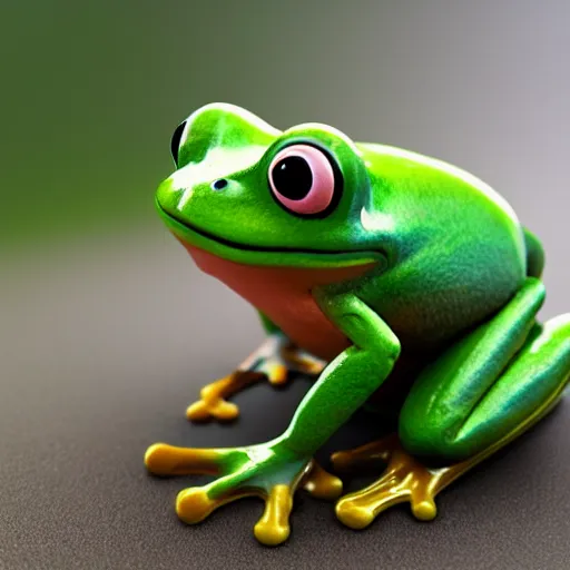 Image similar to cute frog running late for school, octane render, cute