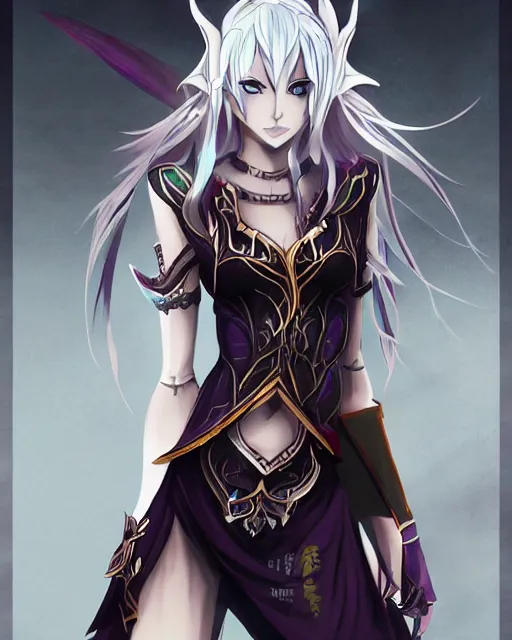 Image similar to elven dark elf girl, in the style of sumihei, tokyo ravens style, dynamic lighting, fantasy concept art, trending on art station, stunning visuals, ultra detailed