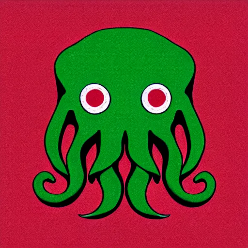 Image similar to a cute cthulhu icon drawn in the style of rockwell kent