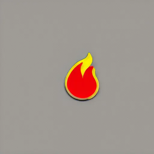 Image similar to an award - winning photo of minimalistic clean fire flames warning label enamel pin, beautiful cinematic light, behance