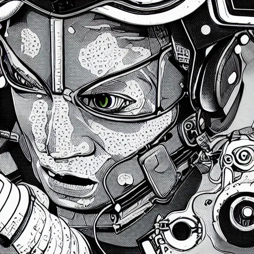 Prompt: detailed illustration in the style of josan gonzalez of a close up of a smiling young explorer wearing a cyberpunk headpiece, highly detailed, intricate details, 8k wallpaper