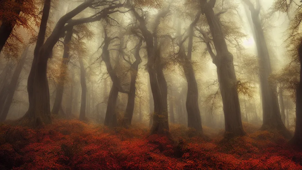 Prompt: incredible trees in a forest marc adamus, beautiful dramatic lighting