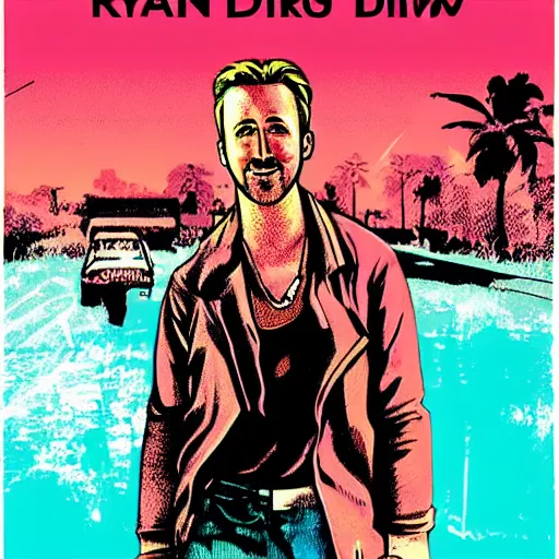 Image similar to ryan gosling from movie drive in game poster hotline miami