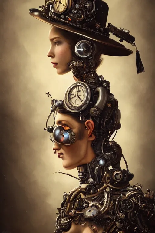 Prompt: a beautiful ultra detailed fine art portrait of a steampunk cyborg wearing a graduation hat, by tom bagshaw and anna dittman, studio lighting, golden ratio composition, 3 5 mm lens, cybernetic scifi, deep depth of field, artstation, 8 k