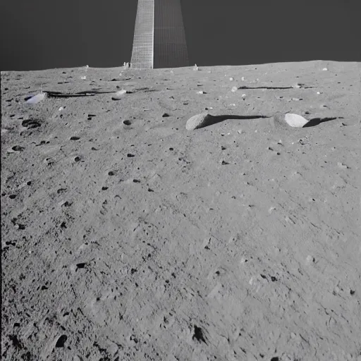 Prompt: A Giant Metallic Obelisk on the moon