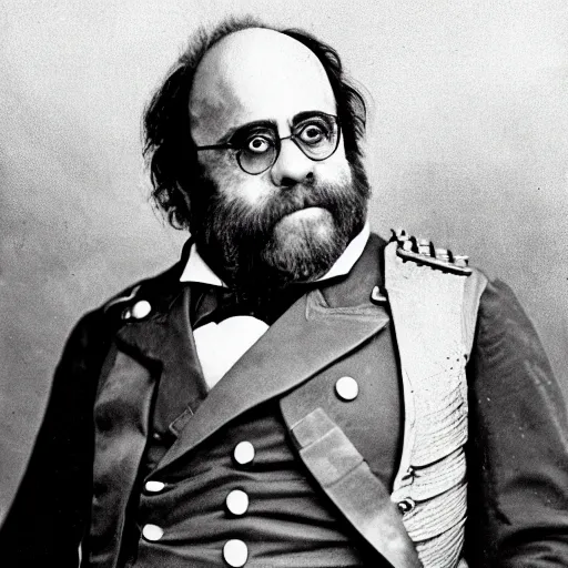 Prompt: portrait photograph of danny devito as a civil war confederate general