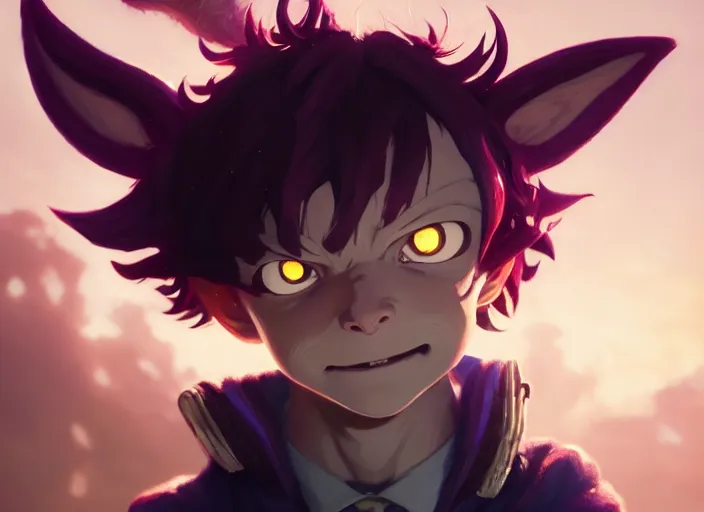 Prompt: highly detailed portrait of an imp, in my hero academia, stephen bliss, 8 k, unreal engine, fantasy art by greg rutkowski, loish, rhads, ferdinand knab, makoto shinkai and lois van baarle, ilya kuvshinov, rossdraws, tom bagshaw, global illumination, radiant light, detailed and intricate environment