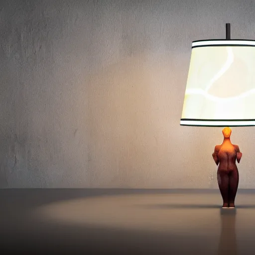 Image similar to a large lamp woman body inspired design, placed in a large living room, art designers magazine HD photo superrealism 3d 8k resolution