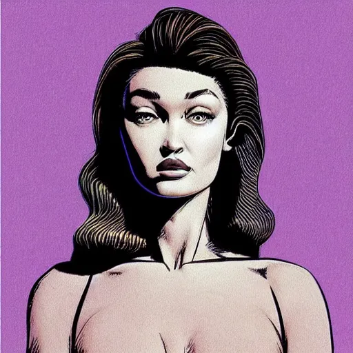 Image similar to “ gigi hadid retro minimalist portrait by jean giraud, moebius starwatcher comic, 8 k ”