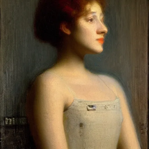 Prompt: portrait of a female robot by charles amable lenoir