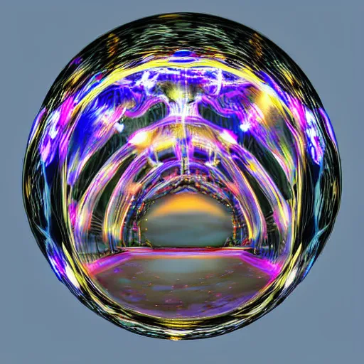 Image similar to psychonautist in a crystal sphere, digital art, award winning, volumetric lighting