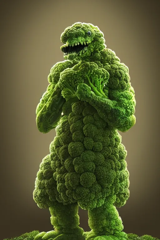 Image similar to a humanoid figure broccoli monster, highly detailed, digital art, sharp focus, ambient lighting, trending on art station