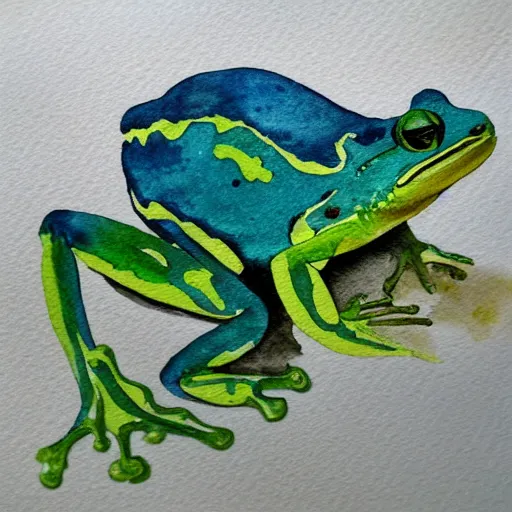 Image similar to sad frog, watercolor painting