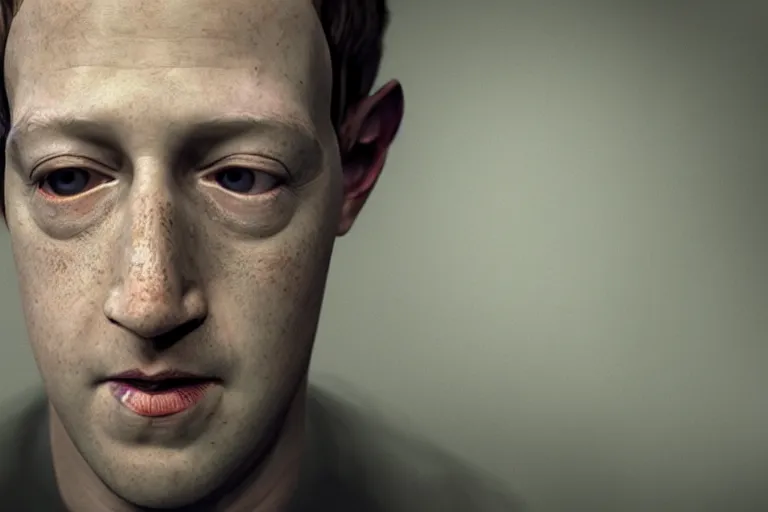 Image similar to creepy mark zuckerberg portrait stuck in the matrix, glitchy, buggy, playstation 1 graphics, low poly 3 d render, creepypasta, volumetric lighting, octane render, scary, award - winning, detailed, weird, close - up, featured on artstation, strange, off - putting, demonic, odd, atmospheric, ambient, spooky