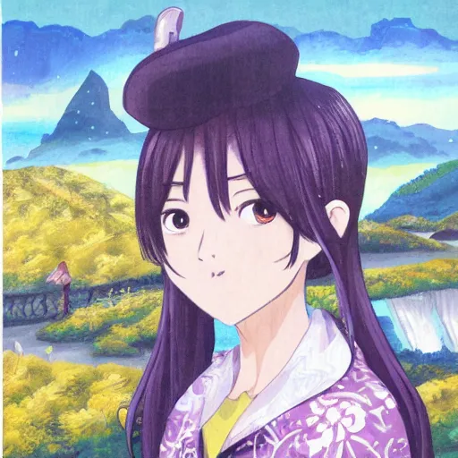 Image similar to a portrait of a character in a scenic environment by Ai Natori
