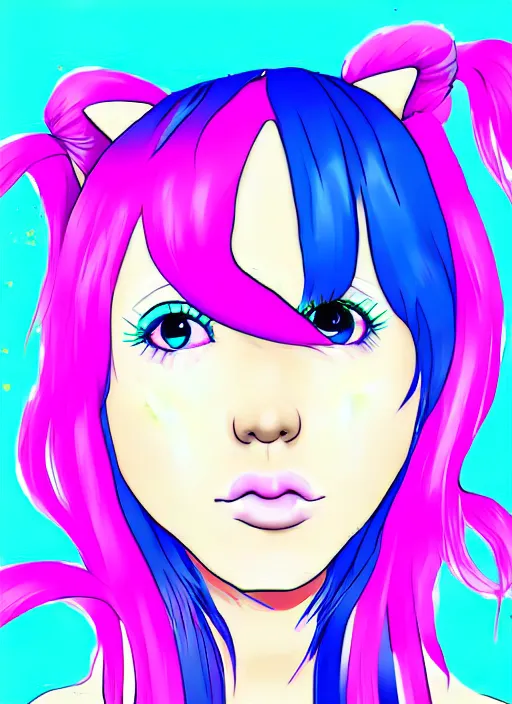 Prompt: portrait of a girl kawaii, seapunk, anime, pop and vibrant colors