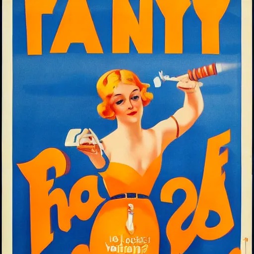 Prompt: fanta poster. 1930 Germany.