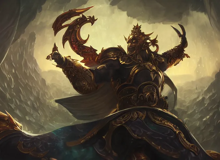 Image similar to the emperor from major arcana, concept art, digital illustration, trending on artstation, intricate details, epic composition, sharp focus, 8 k uhd, masterpiece, league of legends splash art