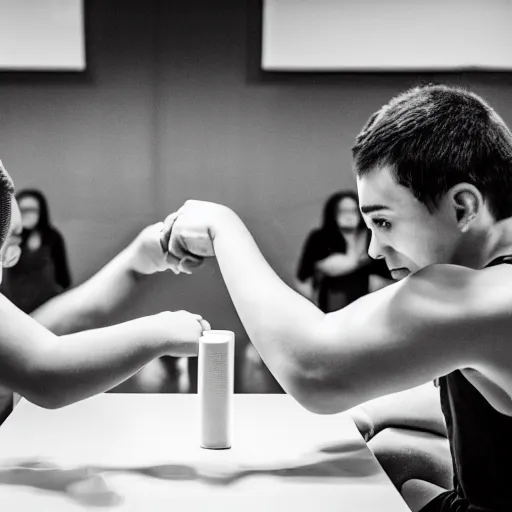 Image similar to arm wrestling. sigma 5 5 mm photo.