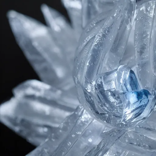 Prompt: real photo of a beautiful ice queen, macro 10mm