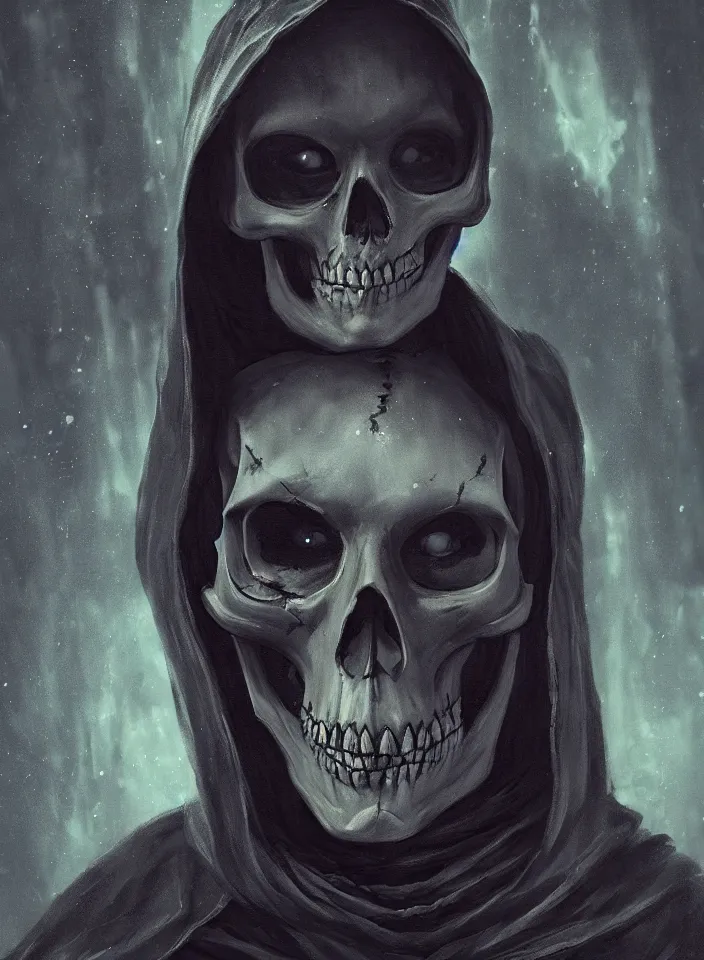 Image similar to a portrait of an undead skeleton mage from skyrim, fantasy setting, dark environment, serene colors, soft lighting, atmospheric, cinematic, moody, in the style of diego koi, gina heyer, luiz escanuela, art by alyssa monk, hyperrealism, rule of thirds, golden ratio, oil on canvas, 8 k