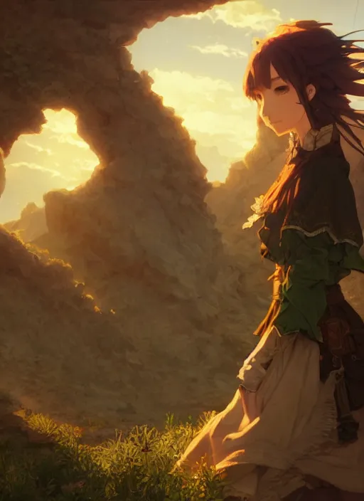 Prompt: a portrait of the emerald herald in the desert, intricate, tone mapped, ambient lighting, highly detailed, digital painting, concept art, sharp focus, by makoto shinkai and akihiko yoshida and hidari and wlop