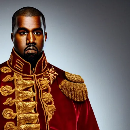 Prompt: Portrait of Kanye West as emperor napoleon, amazing splashscreen artwork, splash art, head slightly tilted, natural light, elegant, intricate, fantasy, atmospheric lighting, cinematic, photo realistic