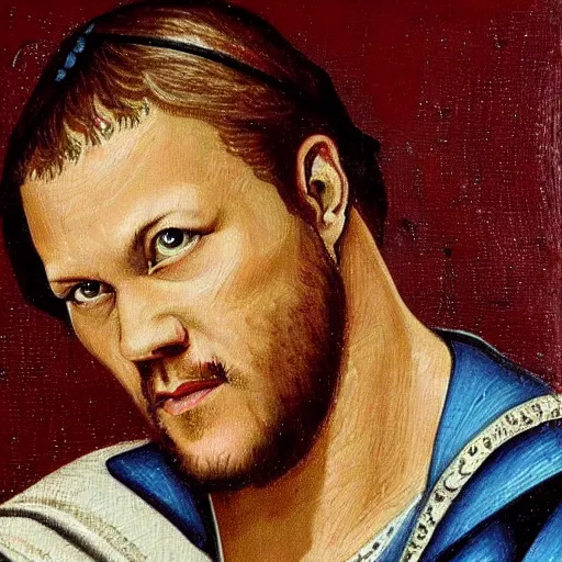 Image similar to chris jericho medieval painting, oil painting