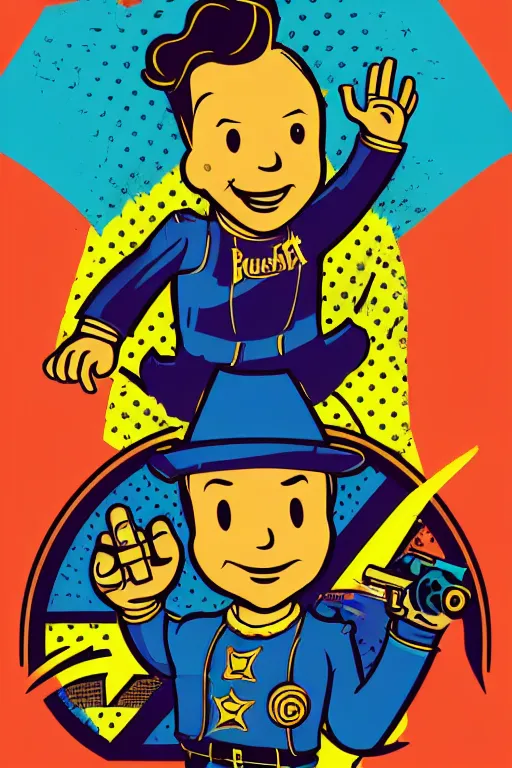 Image similar to fallout 7 6 retro futurist illustration art by butcher billy, sticker, colorful, illustration, highly detailed, simple, smooth and clean vector curves, no jagged lines, vector art, smooth andy warhol style