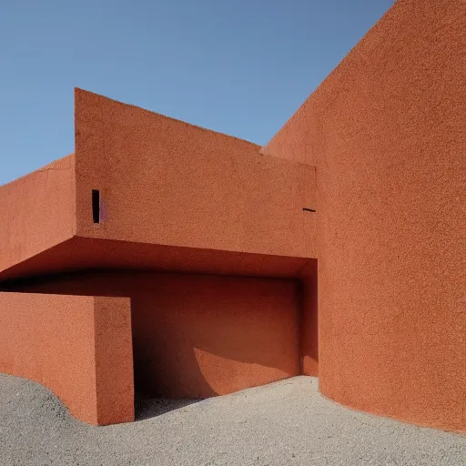 Prompt: a building in a stunning landscape by alberto burri