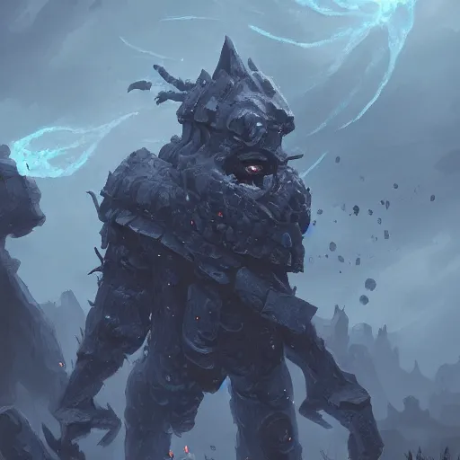 Image similar to smoke golem, storm background, epic fantasy style, in the style of Greg Rutkowski, hearthstone artwork