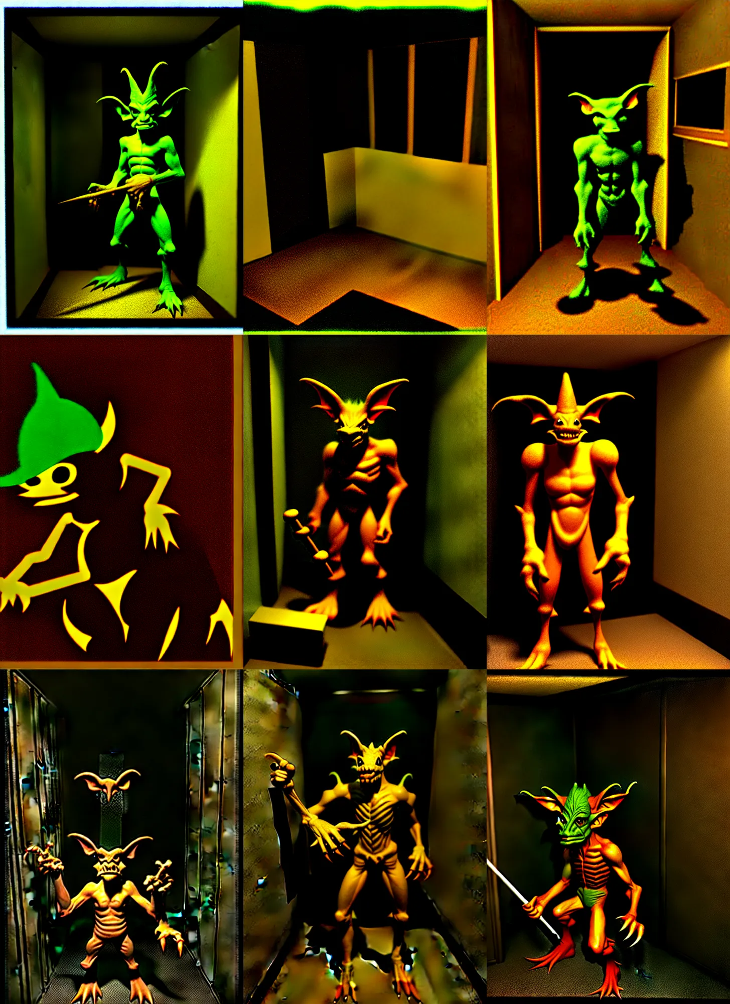 Prompt: 3d render of goblin cowboy by Ichiro Tanida in an small room by 3DO magazine by y2K aesthetic in a dirty dark dark dark poorly lit bedroom full of trash and garbage server racks and cables everywhere