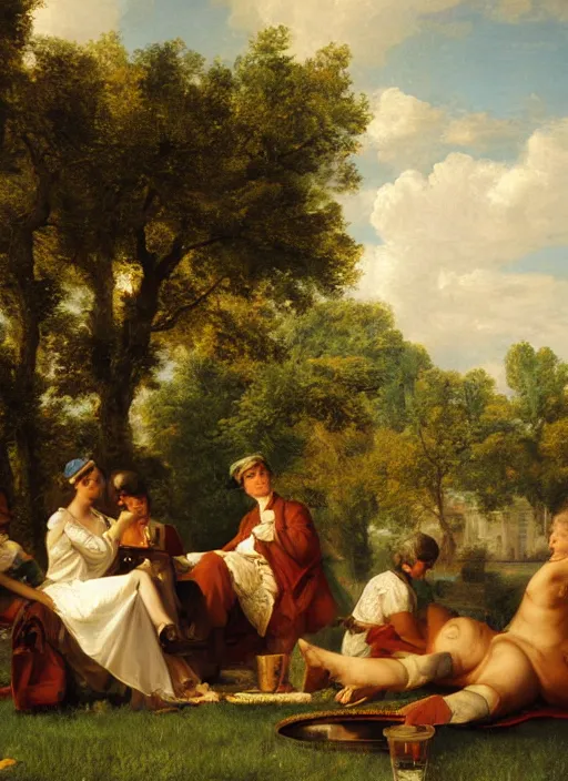 Prompt: oil painting with an ashtray on top collage paper, classicism, people resting on the grass, by augustus edwin mulready, ultra detailed high resolution cinematic unreal 6
