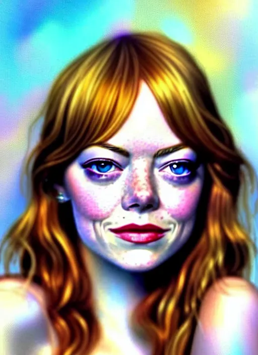 Image similar to amazingly pretty painting depiction of Emma Stone in 2012 as a young goddess staring seductively at you. soft detailed painting at 16K resolution and amazingly epic visuals. epically beautiful image. amazing effect, image looks gorgeously crisp as far as it's visual fidelity goes, absolutely outstanding. vivid clarity. ultra. iridescent. mind-breaking. mega-beautiful pencil shadowing. beautiful face. Ultra High Definition. soft shading. smooth soft texture. intensely beautiful.