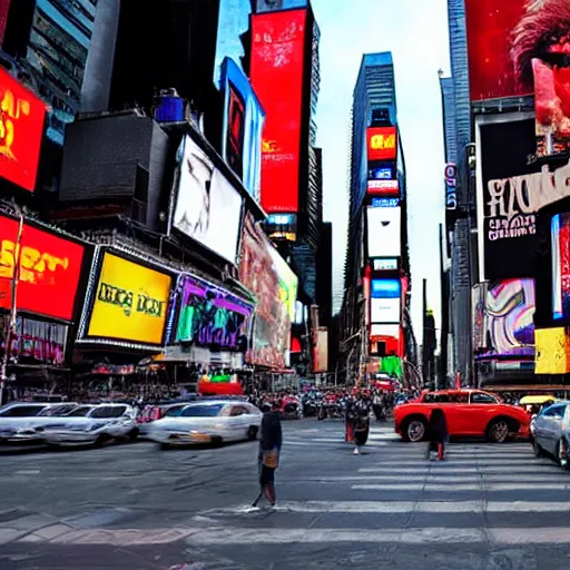 Image similar to electric Lion in new york times square, award winning photo