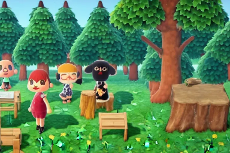 Image similar to a still of an animal crossing movie directed by woody allen in 2 0 0 3