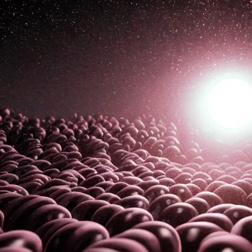 Prompt: super - resolution floating white light orb with internal light with tentacles of hair in the black night sky, volumetric lighting, hyperrealistic, 8 k, aesthetic!!!, unreal engine render, ultrafine details, yayoi kusama