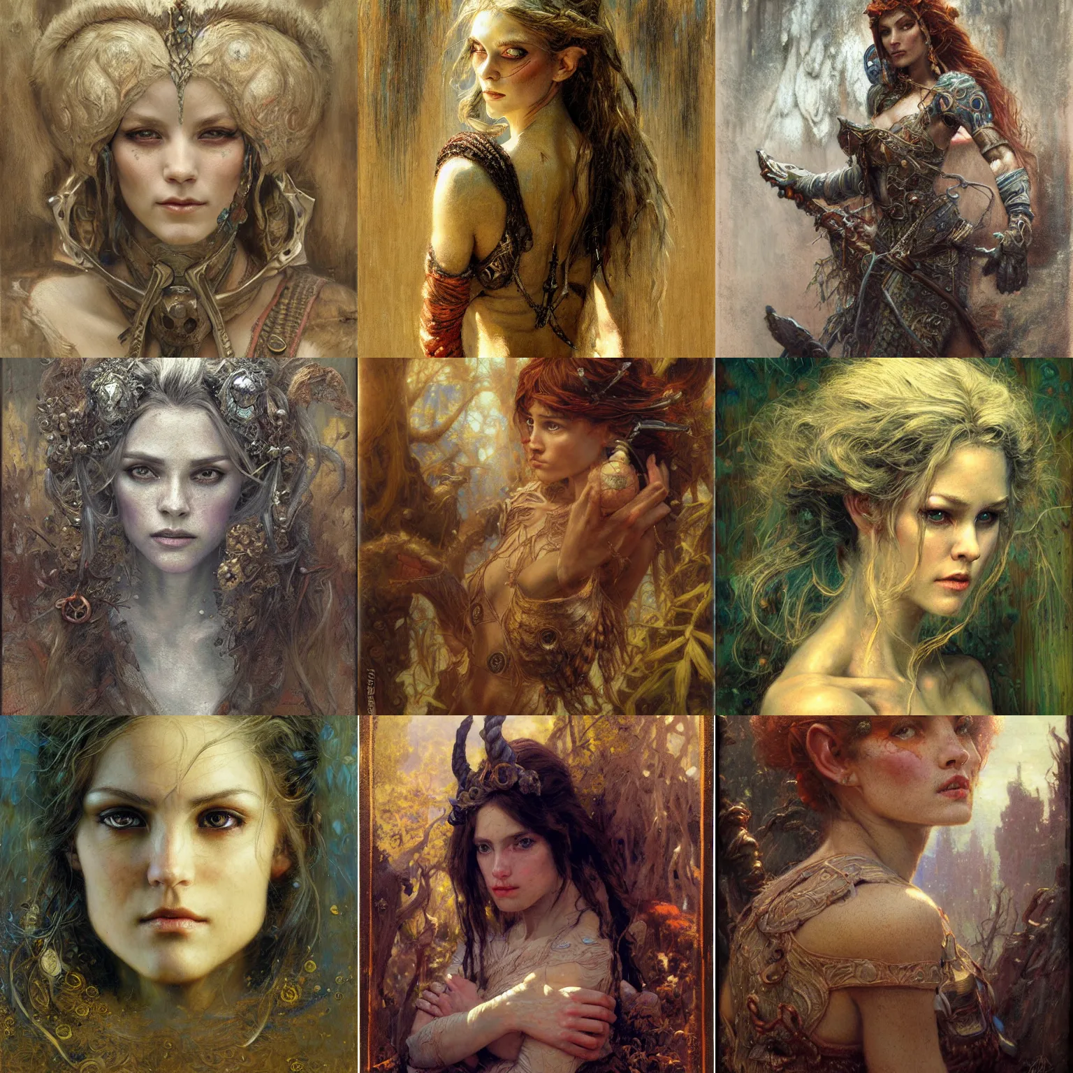 Prompt: surreal, fantasy character portait, wide angle, ultra realistic, intricate details, female elfling, highly detailed oil on watercolor wood block print by gaston bussiere, craig mullins, j. c. leyendecker 8 k