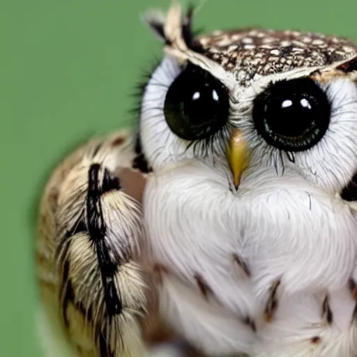 Image similar to jumping spider mixed with owl