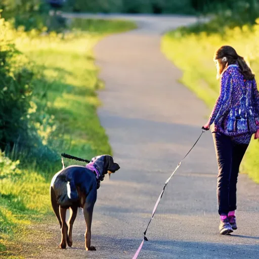 Prompt: A dog taking a human out on a walk